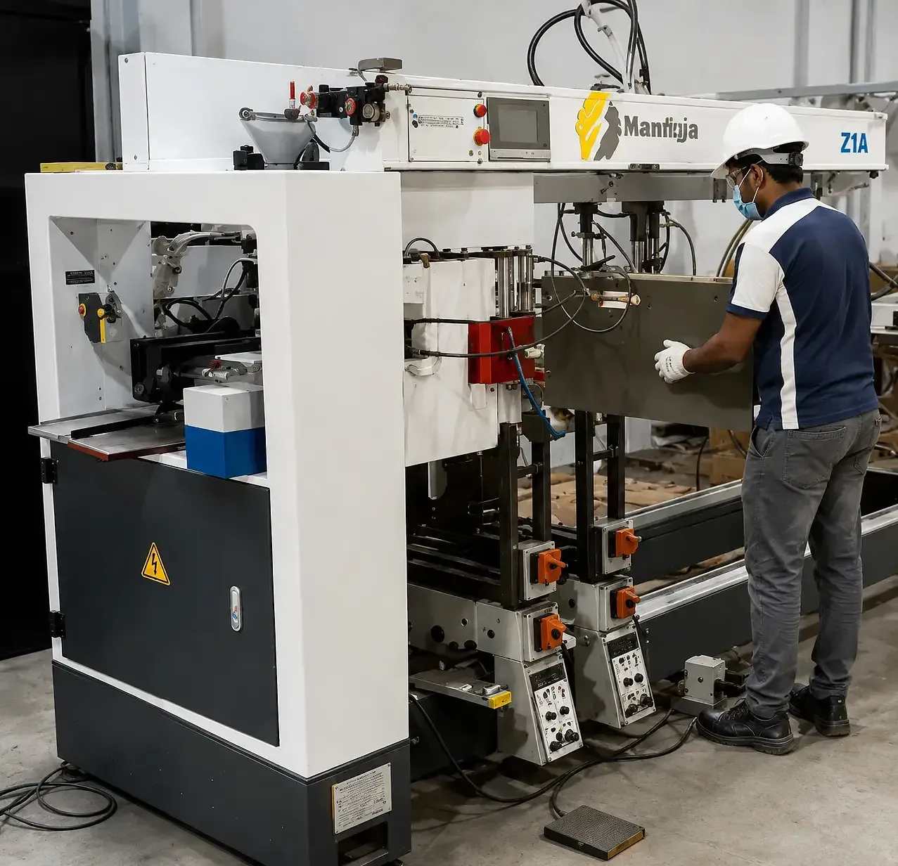 Craftsman operating a CNC boring machine