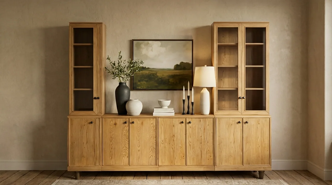 Vitrine, Sideboard with glass towers
