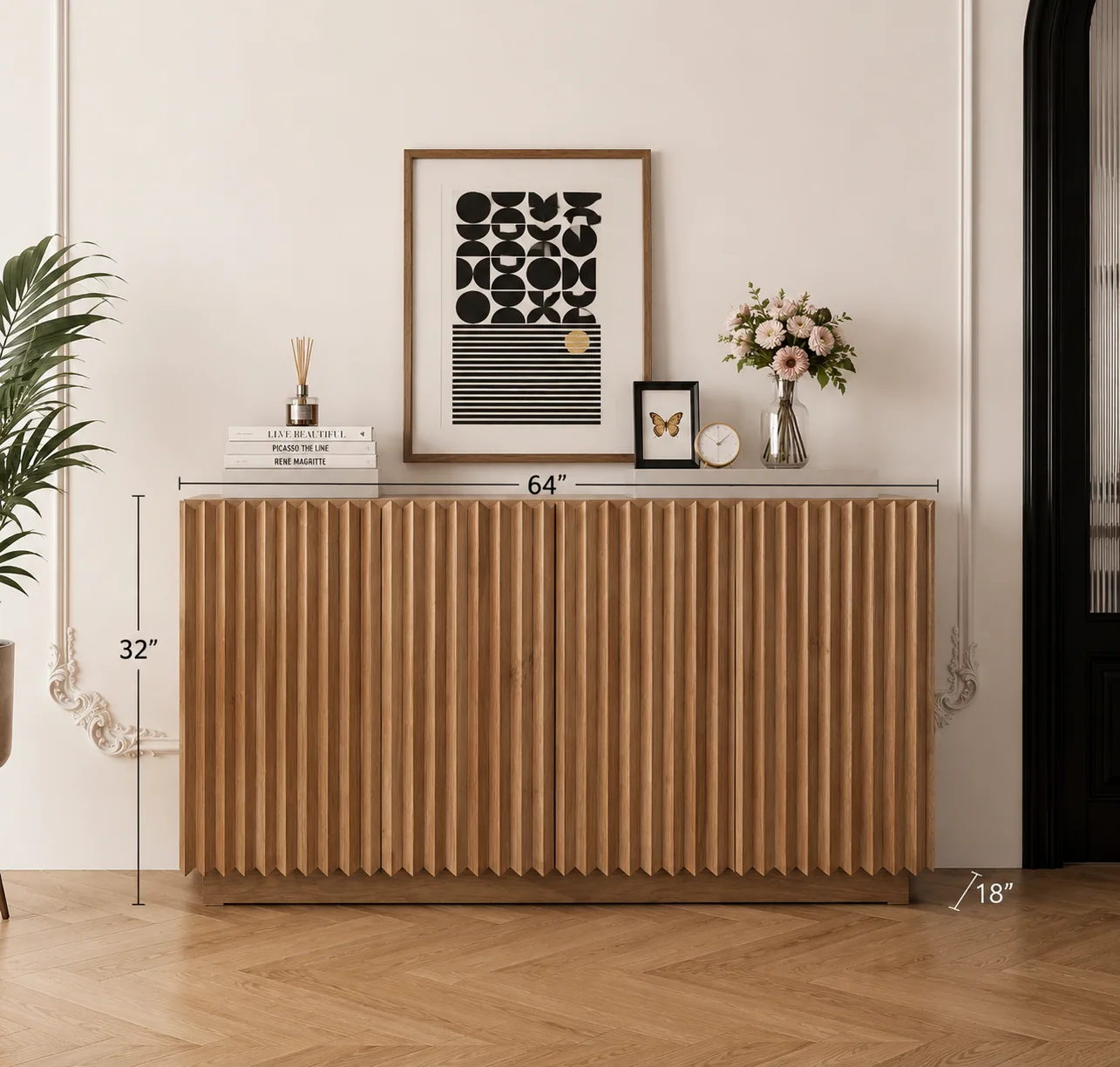 Grain, Fluted wood sideboard