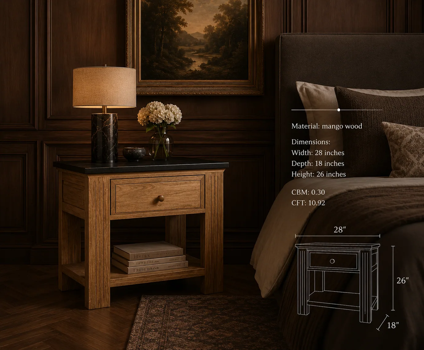 Aurora, Bedside table with drawer